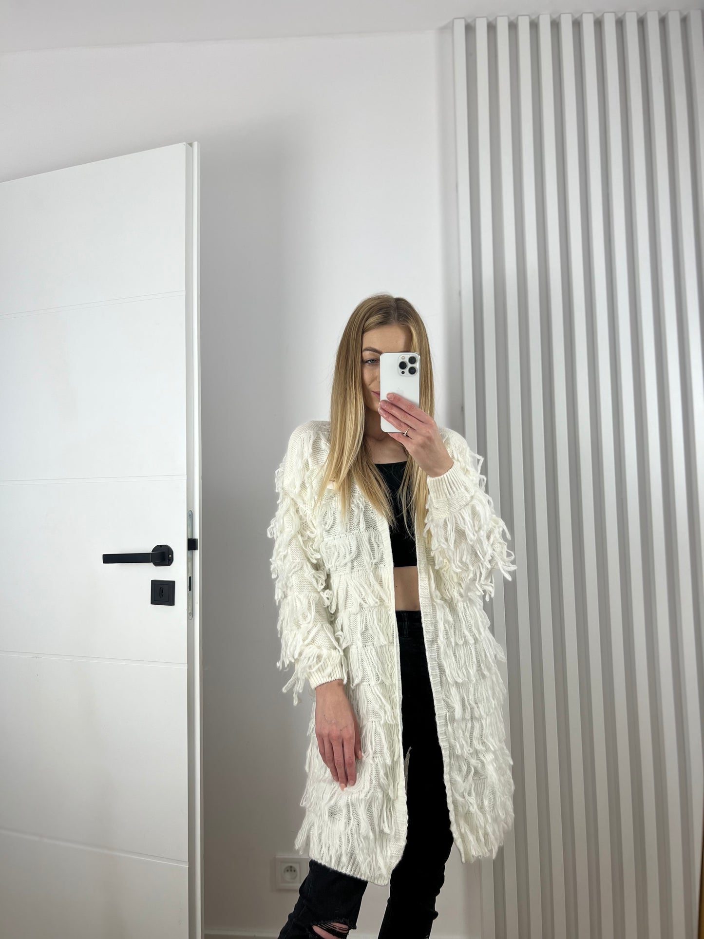 Sweter mop długi biały
