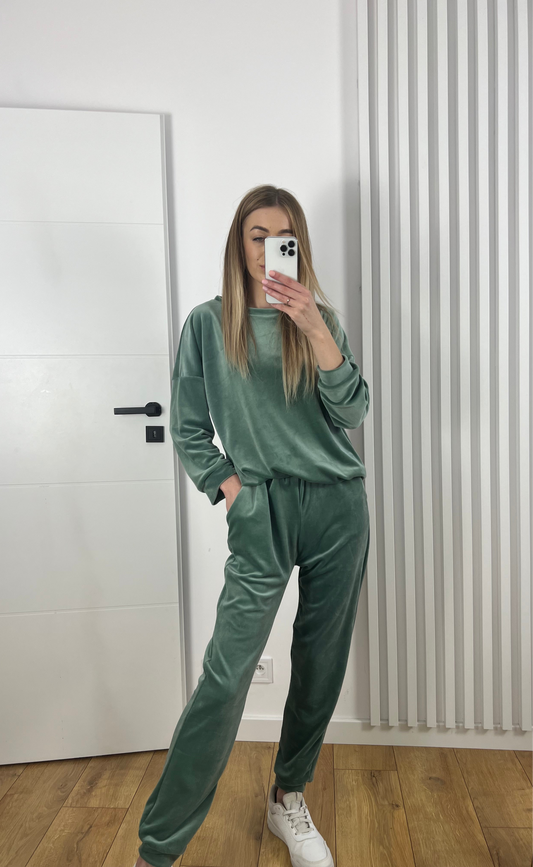 Dres welur oliwka