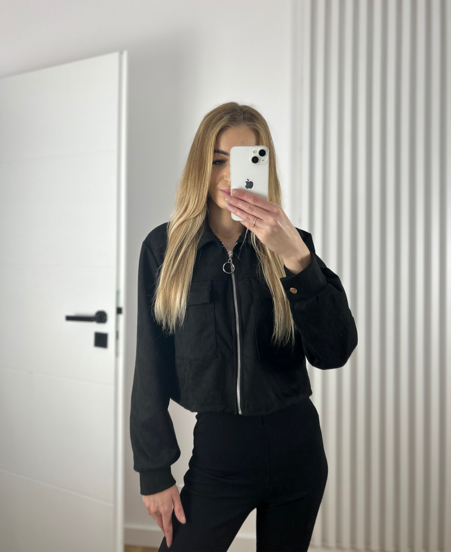 Lekka kurtka zamsz czarna